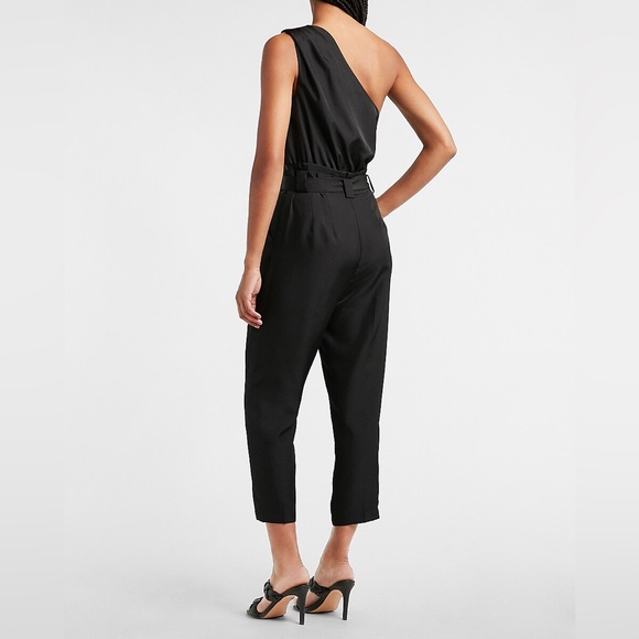 Express Draped One Shoulder Belted Jumpsuit - Picture 2 of 5